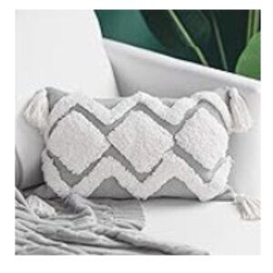 Modern Moroccan Pillow Case with Tassels 12" X 20" NEW